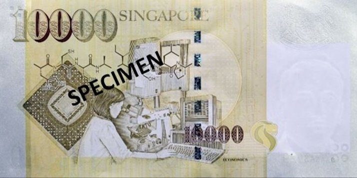 10 000 Singapore dollar banknote 10 000 SGD reverse
