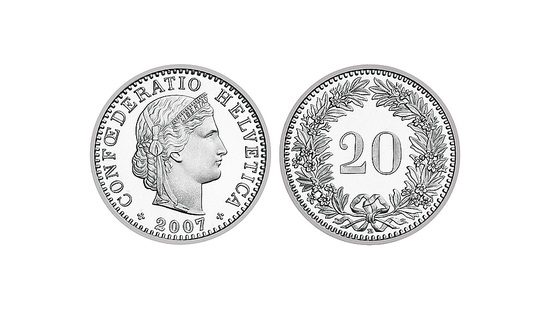 20 swiss franc cents coin