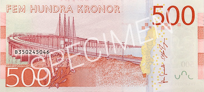 500 swedish krona banknote reverse