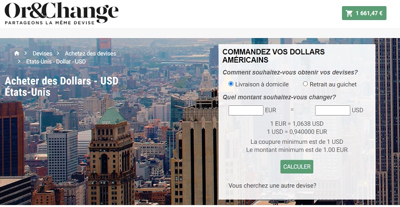 Acheter des dollars USD Or et Change