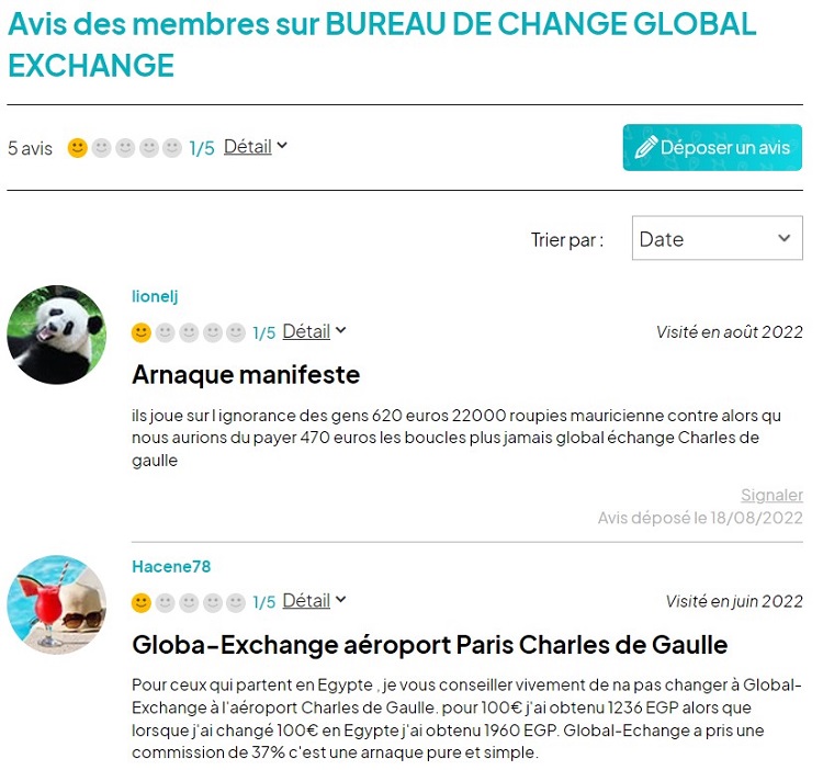 Avis clients sur Global Exchange France