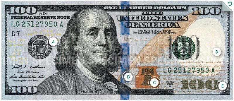 Billet de 100 $ (100 USD) Benjamin Franklin