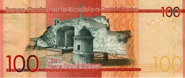 Billet de 100 pesos dominicaines verso