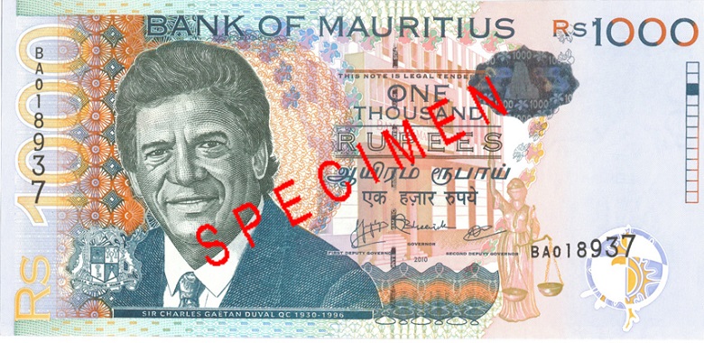 Billet de 1000 roupies mauriciennes Rs1000 recto