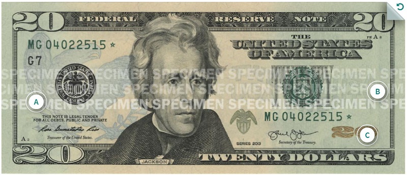 Billete de 20 dólares (20 USD) Jackson