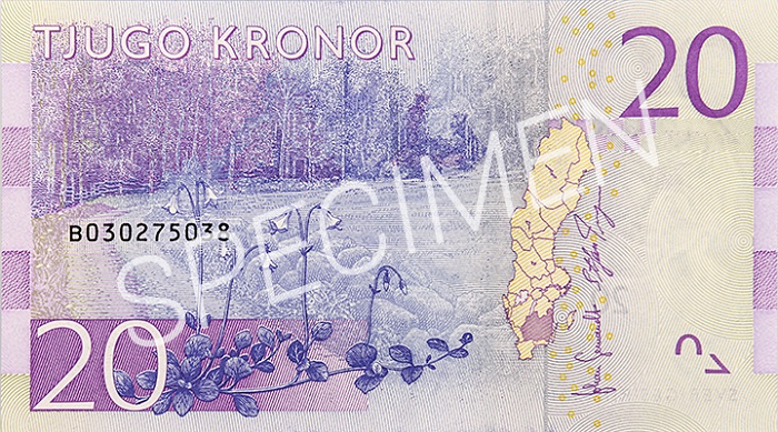 Billet de 20 couronnes suédoises verso