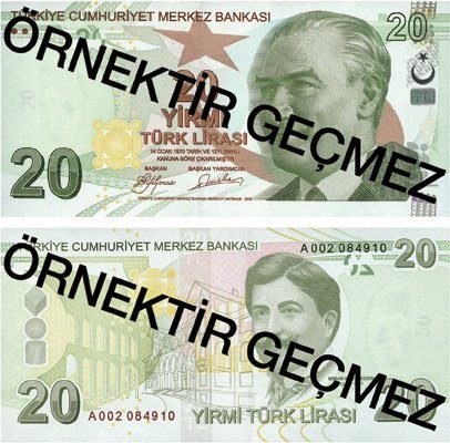 Billet de 20 lires turques (20 TRY)