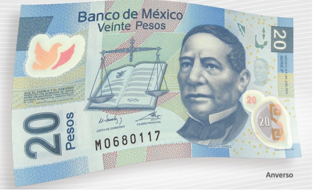 Billet de 20 pesos mexicains 20 MXN (recto)