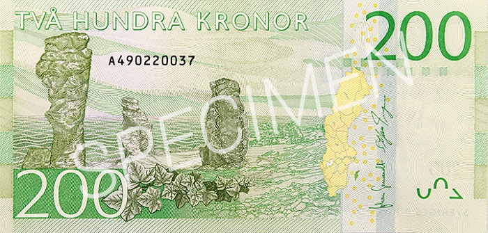 Billet de 200 couronnes suédoises verso