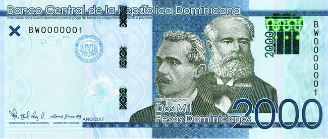 Billet de 2000 pesos dominicains recto