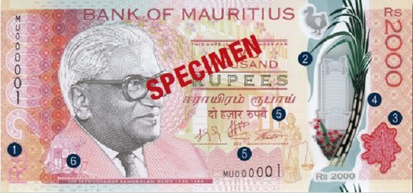 Billet de 2000 roupies mauriciennes Rs2000 recto