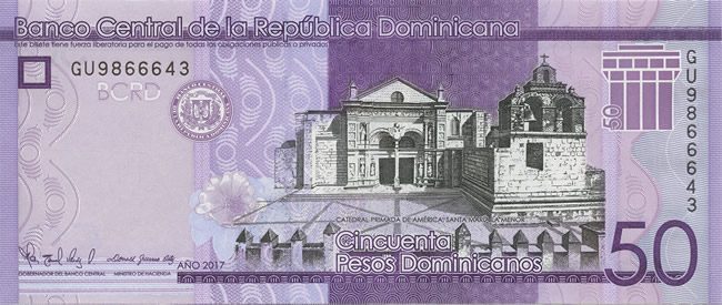 Billet de 50 pesos dominicaines recto