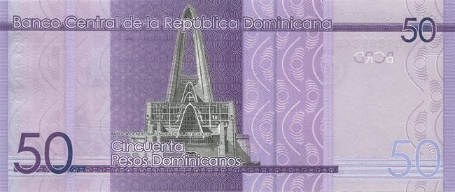 Billet de 50 pesos dominicaines verso