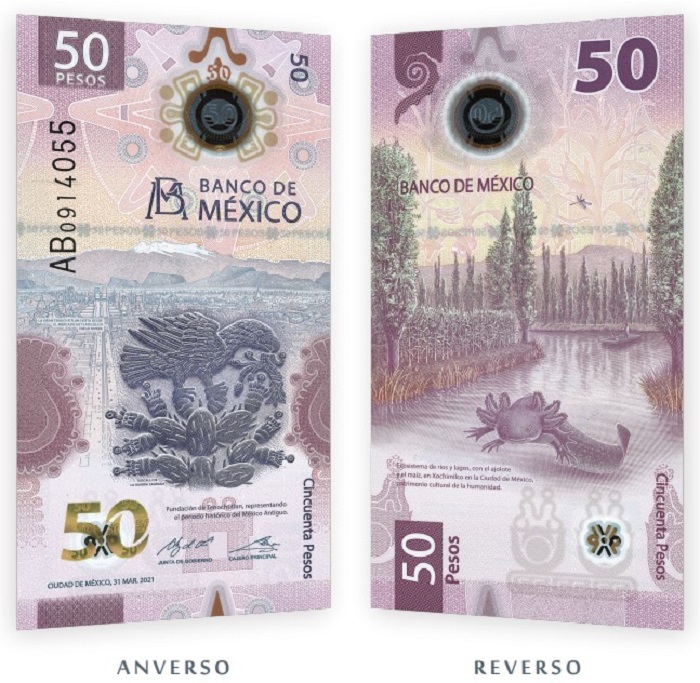 Billet de 50 pesos mexicains (recto et verso)