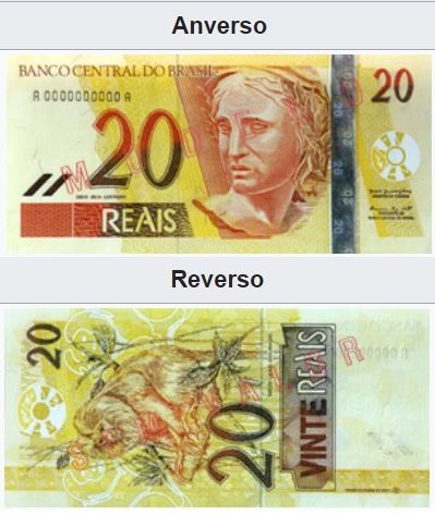 Billet de vingt reais brésiliens (cédula 20 reais)