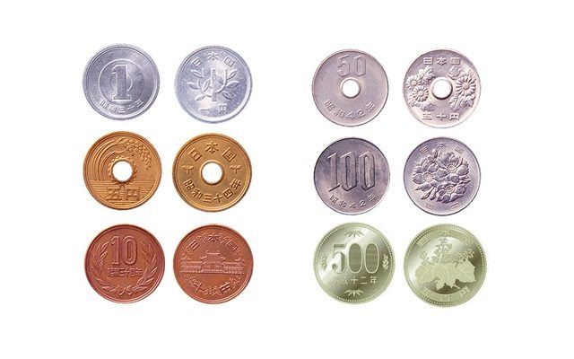 Japanese yen coins in circulation