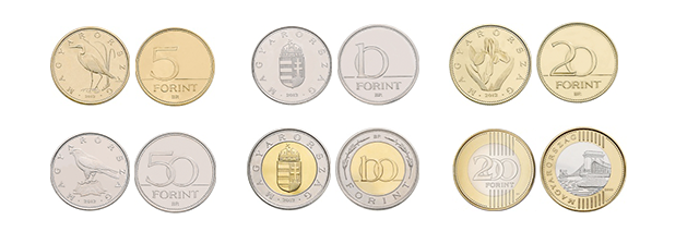 Pièces en forint hongrois en circulation